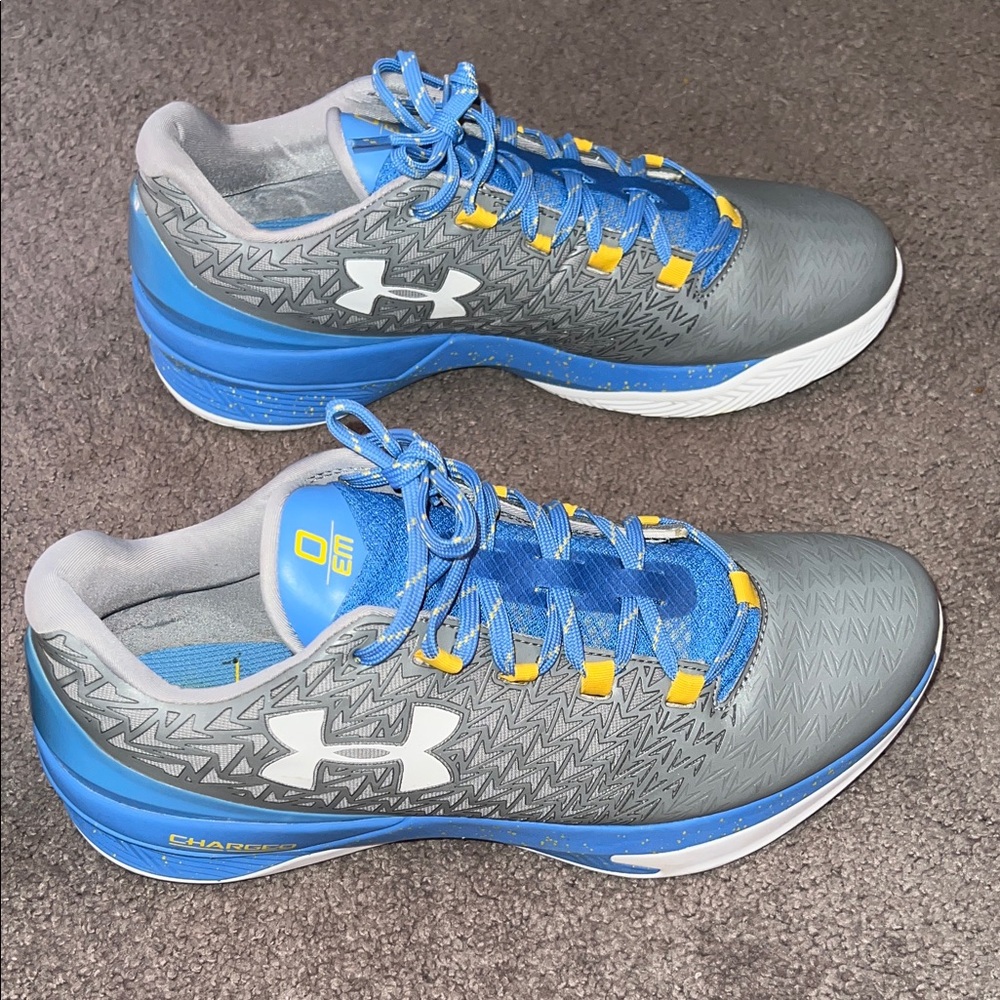 Under Armour Blue and Gray Sneakers with Yellow Accents - Picture 2 of 8